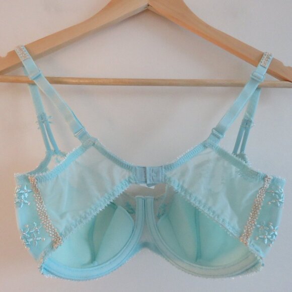 MARIE JO L'AVENTURE Eloise Plunge Floral Lace Bra in Sea Clearwater Green 32E - Picture 9 of 14